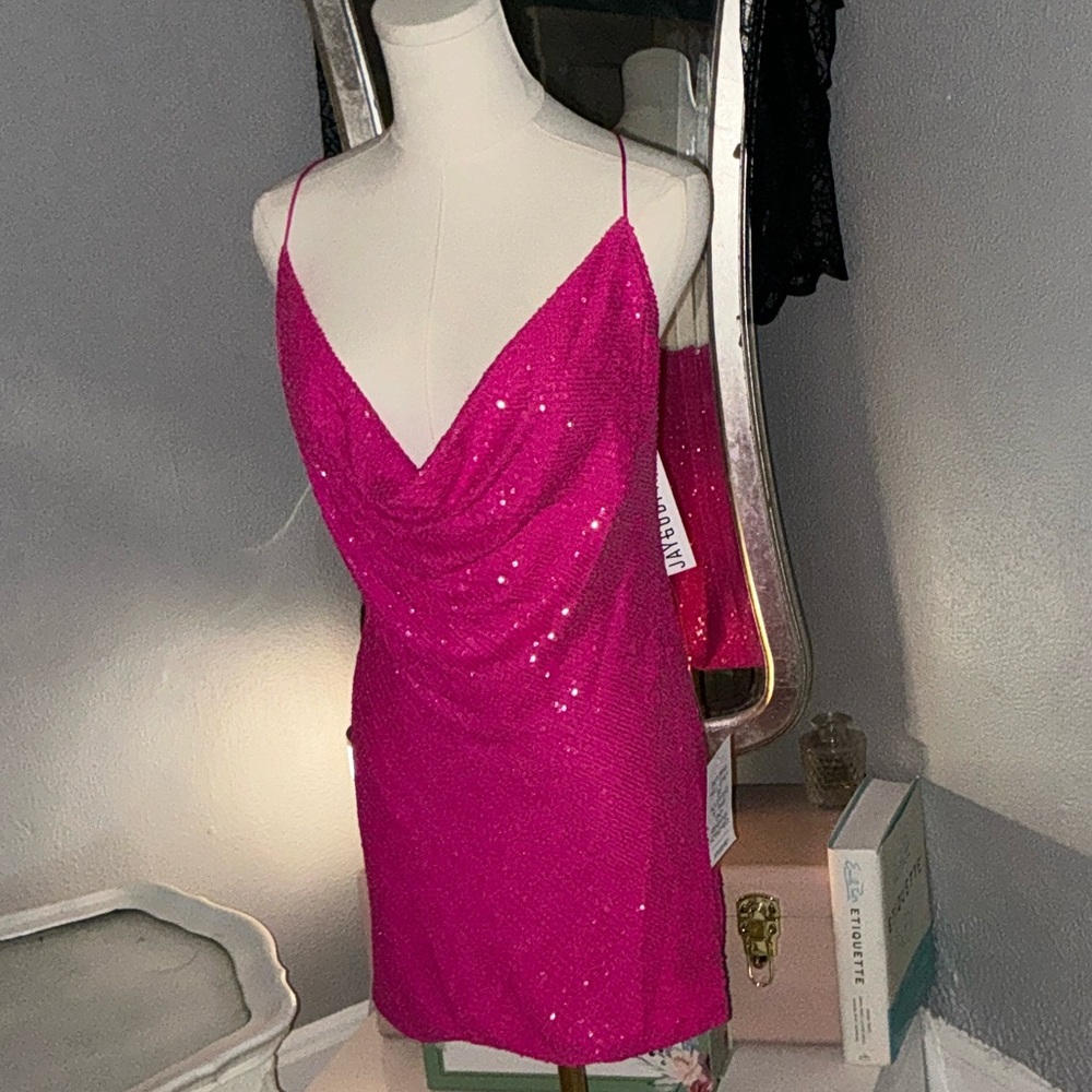 JAYGODFREY Hot Pink Sequin Mini Dress